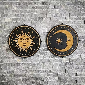Décorations murales en bois soleil et lune, décoration suspendue à la maison