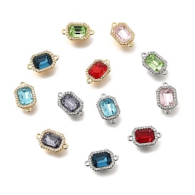 Подвески-коннекторы из латуни с микропаве из прозрачного кубического циркония и стекла, прямоугольник ссылки