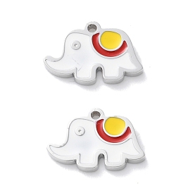 304 Stainless Steel Enamel Charms, Elephant Charm