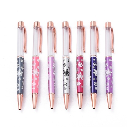 Christmas Creative Empty Tube Black Ink Ballpoint Pens, with Snowflake Pattern Plated, for DIY Glitter Epoxy Resin Crystal Ballpoint Pen Herbarium Pen Making