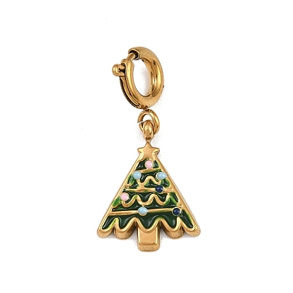 304 подвесные украшения из эмали из нержавеющей стали, рождественская елка