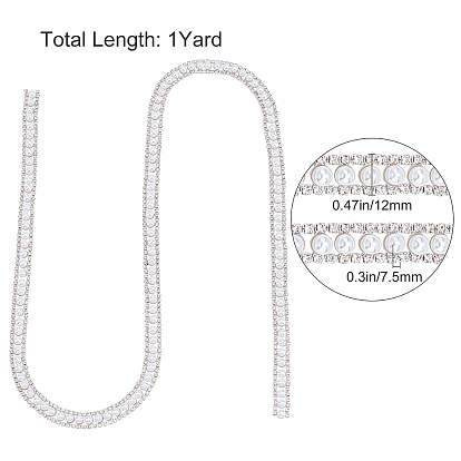 Gorgecraft 1 Yard Iron Rhinestone Cup Chains, with Plastic Pearl Beads, Platinum
