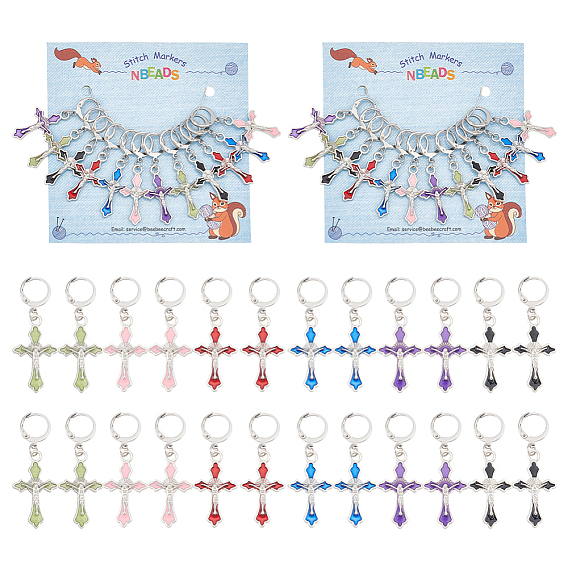 Сплав эмаль религия распятие крест кулон запирание маркеры петель, 304 маркер с застежкой из нержавеющей стали