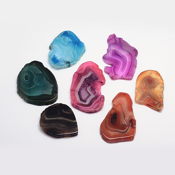 Nuggets Natural Agate Pendants, Dyed, 38~100x24~70x5~6mm, Hole: 2mm