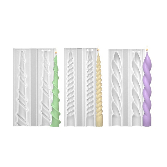 3piezas 3 estilos moldes de velas en espiral irregulares
