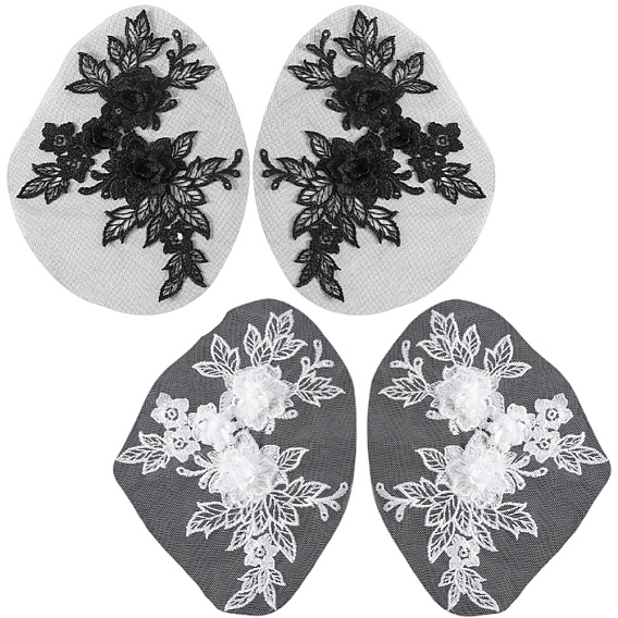 4 шт. 2 цвета полиэстер вышивка пайетки аксессуары для костюмов, швейные украшения, цветок