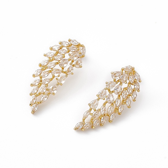 Серьги-гвоздики с крыльями ангела из кубического циркония, настоящие позолоченные украшения из латуни для женщин, без свинца и без кадмия