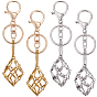 4Pcs 2 Colors 304 Stainless Steel Braided Macrame Pouch Empty Stone Holder for Keychain, with Alloy Keychain Clasp Findings