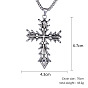 Fashionable Floral Cross Necklace Stainless Steel Religious Punk Jewelry Accessory.