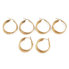 PVD Vacuum Plating 201 Stainless Steel Hoop Earrings, with 304 Stainless Steel Pin