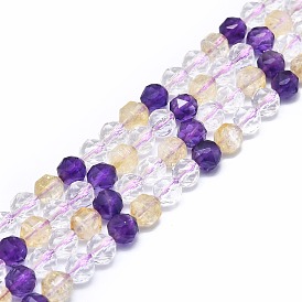 Natürliche Amethyst- & Citrin- & Quarzkristall-Perlenstränge, facettiert, Runde