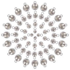 80 piezas 4 estilo 304 colgante de acero inoxidable engastes de diamantes de imitación, rondo