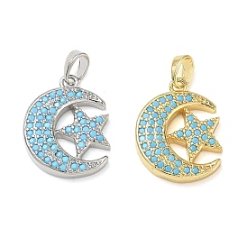 Colgantes de diamantes de imitación de bronce, Luna con encantos de estrellas