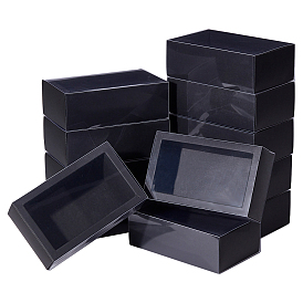 Drawer Kraft Paper Box, Festival Gift Wrapping Boxes, with PVC Plastic Windows, for Jewelry, Wedding Party
