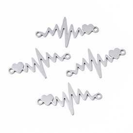 201 Stainless Steel Links Connectors, Laser Cut, Heartbeat