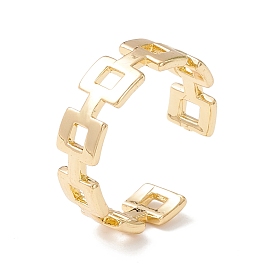 Brass Chain Shape Cuff Rings, Hollow Open Ring for Women, Cadmium Free & Lead Free