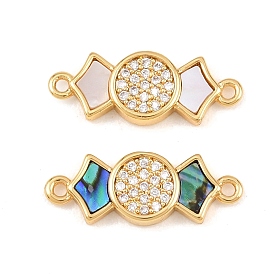 Подвески-коннекторы в виде натуральных ракушек, с латунными микропаве прозрачных кубических цирконий, реальный 18 k позолоченный