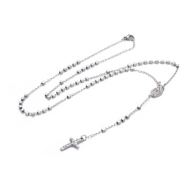 304 inoxydable colliers en acier chapelet de perles pour la pâques, croix crucifix et vierge marie