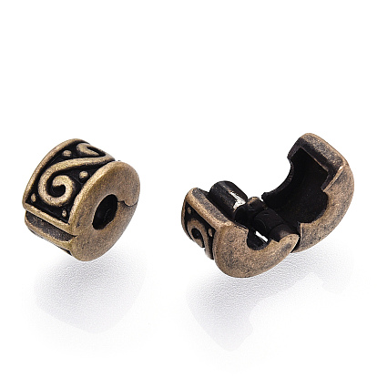 Tibetan Style Alloy European Style Clasps, Column, Cadmium Free & Lead Free