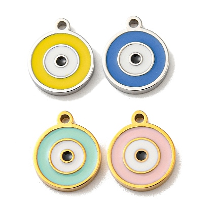 304 Stainless Steel Charms, with Enamel, Evil Eye Charms