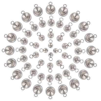 80 piezas 4 estilo 304 colgante de acero inoxidable engastes de diamantes de imitación, rondo