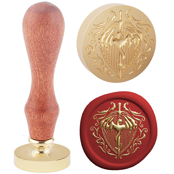 Набор ретро восковых печатей, включая деревянную ручку из груши сафлора и съемную латунную головку, для конвертов, приглашения, подарочная карта