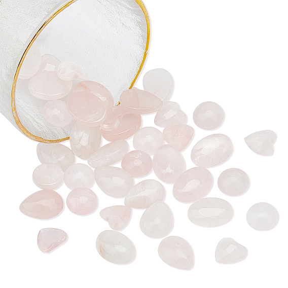 40Pcs 4 Style Gemstone Cabochons, Half Round/Dome & Teardrop & Oval & Heart
