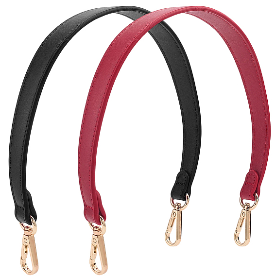 2Pcs 2 Colors PU Leather Bag Handles, Bag Replacement Accessories, Light Gold