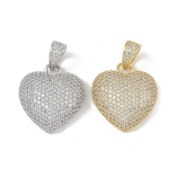 Латунные микро проложить кубического циркония подвески, без кадмия и без свинца, сердце
