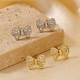 Латунные серьги-гвоздики с бантом, с четким кубического циркония