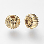 Латунная гофрированная бисера, рондель, без никеля , реальный 18 k позолоченный