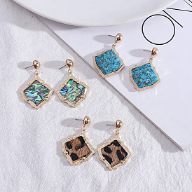 Chic Leather and Stone Earrings: Versatile European Style Jewelry for Women