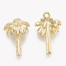 Brass Charms, Real 18K Gold Plated, Coconut Tree