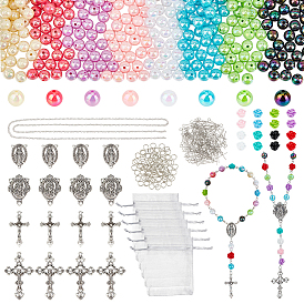 DIY Findings Kits, include 80Pcs 8 Colors Opaque Resin Beads, 480Pcs 8 Colors Eco-Friendly Poly Styrene Acrylic Beads, 16Pcs 4 Styles Tibetan Style Alloy Pendants