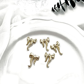 Alloy Crystal Rhinestone Pendants, Bowknot Charms