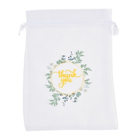 50шт. спасибо за напечатанную органзу мешочки для рукоделия с завязками, на день рождения валентинки свадьба упаковка конфет, прямоугольные