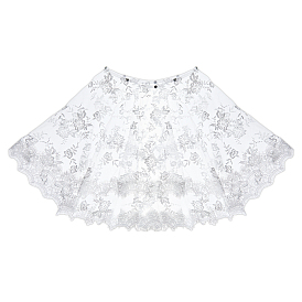 Съемные свадебные кружевные шали из полиэстера, шаль болеро, свадебная кружевная накидка с цветочным принтом, со стеклянными стразами