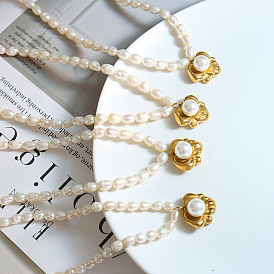 Ожерелье с жемчужным кулоном винтажного дизайна для девочек, ювелирные изделия из титановой стали