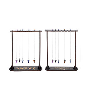 Small Crystal Display Shelf, Crystal Dowsing Pendulum Display Hanging Holder Stand, Butterfly/Moon Phase Pattern