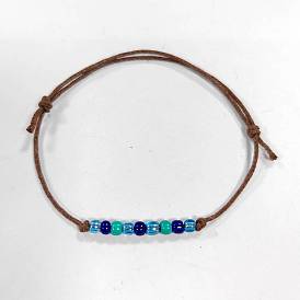 Glass Seed Braided Bead Bracelet, Waxed Cotton Adjustable Bracelet