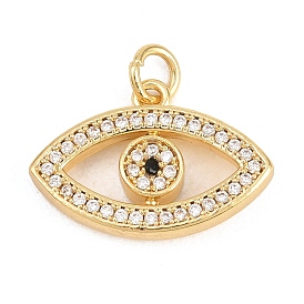 Латунные микропаве прозрачные подвески с фианитом, с эмалью, Очарование глаз, долговечный, стойки покрытие, без свинца и без кадмия