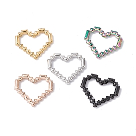 304 Stainless Steel Linking Rings, Hollow Pixel Heart