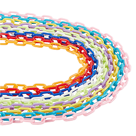 Nbeads 20 Strands 10 Colors Handmade Opaque Acrylic Paperclip Chains, Drawn Elongated Cable Chains