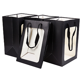Benecreat крафт-бумажные пакеты с ручкой, с ручками для шнура и прямоугольным окном, для розничной сумки, сумка для товаров, подарочная и праздничная сумка, прямоугольные