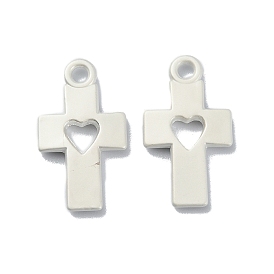 Plating Alloy Pendant, Cross wtih Heart Charms