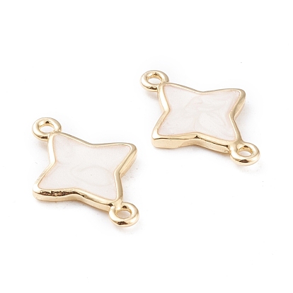 Brass Enamel Links, Long-Lasting Plated, Star, White