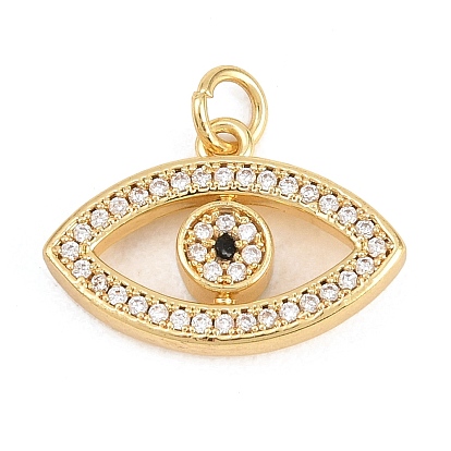 Латунные микропаве прозрачные подвески с фианитом, с эмалью, Очарование глаз, долговечный, стойки покрытие, без свинца и без кадмия