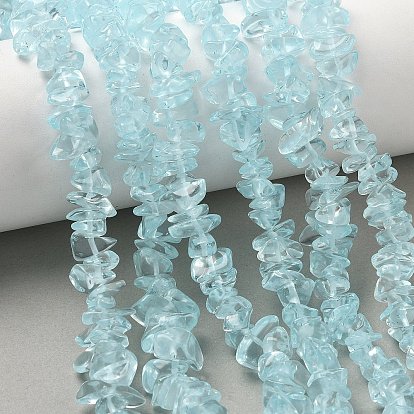 Нити стеклянных бусин с имитацией аквамарина