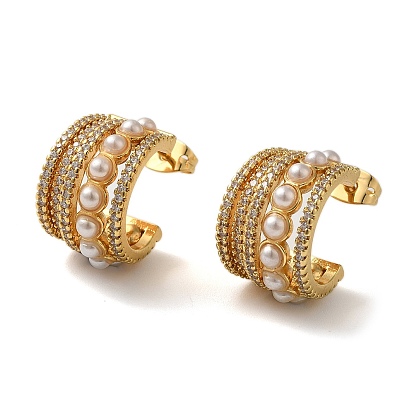Серьги кубического циркония, стеллаж для латунных украшений для женщин, с абс пластмассовой имитационной жемчужиной, без свинца и без кадмия, долговечный