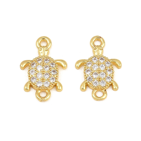 Dijes de conector de zirconia cúbica transparente con micro pavé de latón, enlaces de tortugas, chapado en rack, larga duración plateado, sin plomo y cadmio